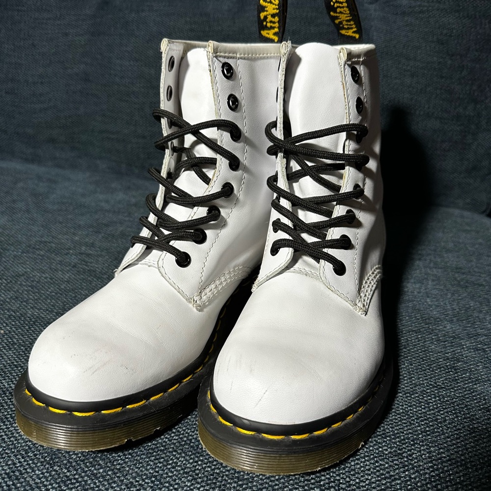 Dr. Martens White Combat Boots with Chunky Sole